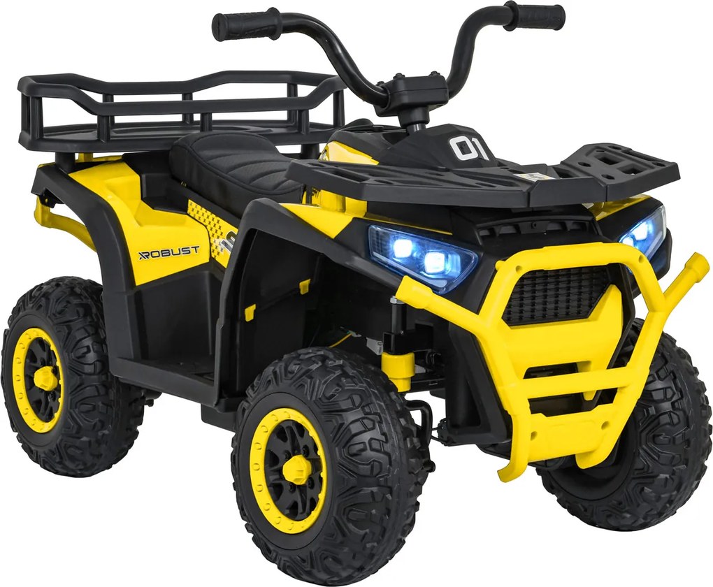 Moto 4 eletrica 12V 4x4 para crianças ATV Robust 01, Rodas de espuma EVA Amarela