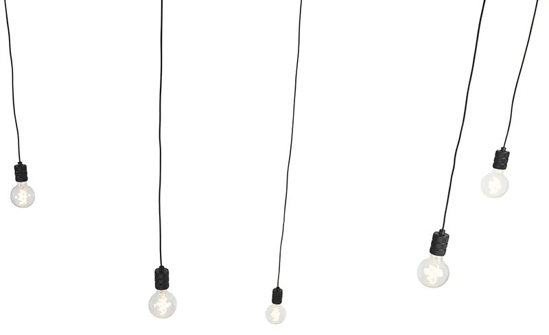 Candeeiro de suspensão design preto 5 luzes - Cavalux Moderno
