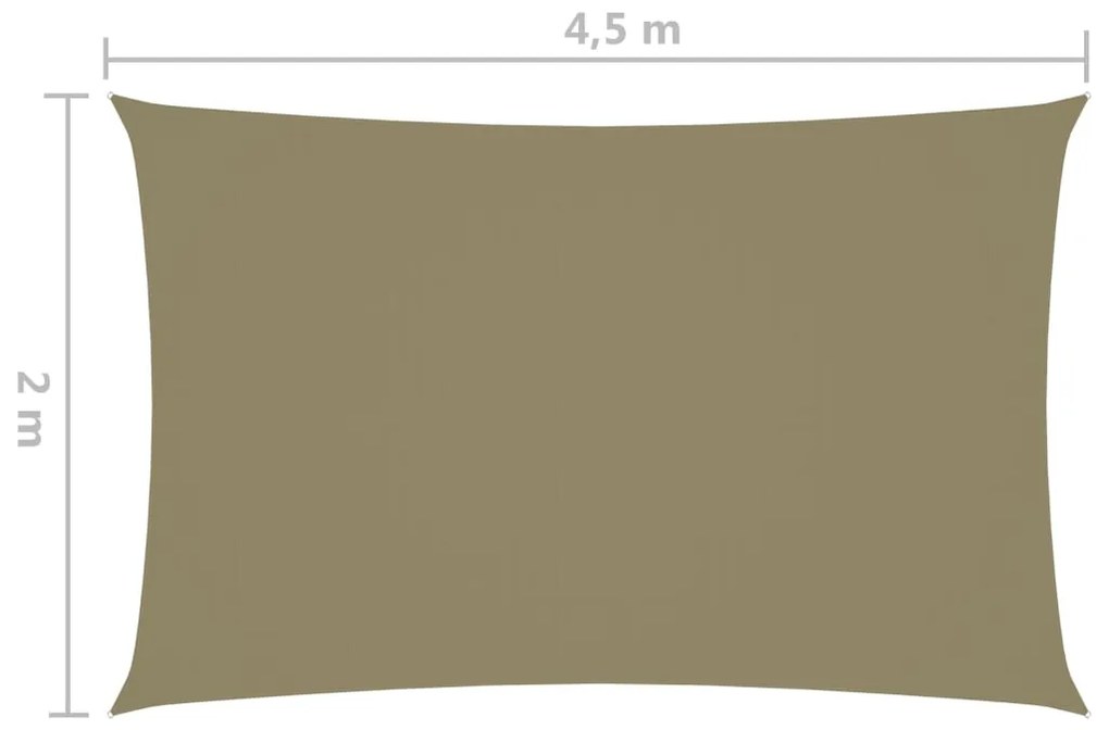 Para-sol estilo vela tecido oxford retangular 2x4,5 m bege