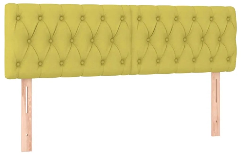 Cabeceira de cama c/ luzes LED tecido 144x7x78/88 cm verde