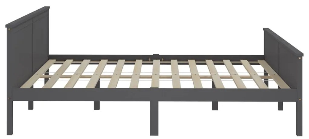 Estrutura de cama 200x200 cm pinho maciço cinzento