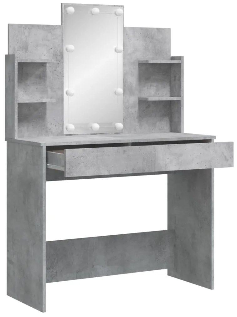 Toucador com luzes LED 96x40x142 cm cinzento cimento