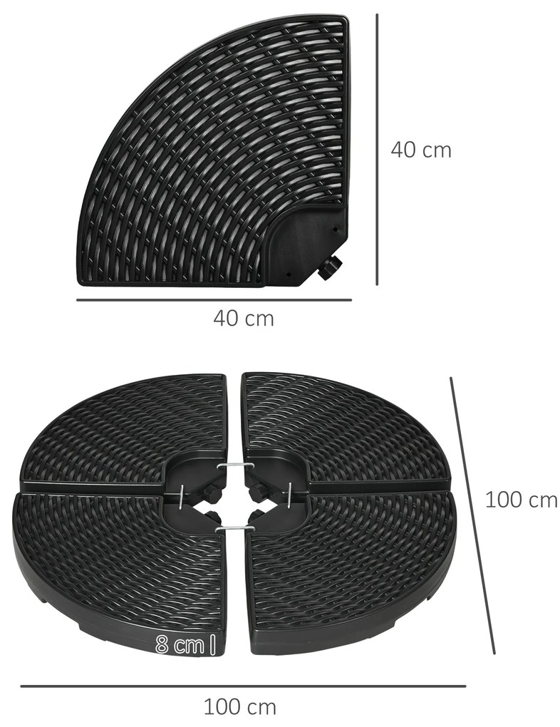 Base para Guarda-sol em 4 Peças Recarregável com Areia ou Água – Ø100x