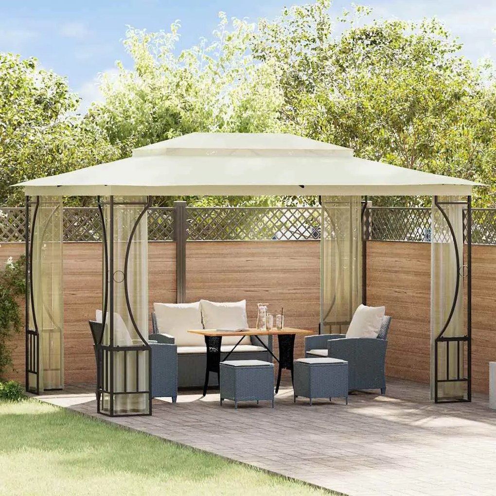 vidaXL Gazebo com redes 300x400x265 cm creme