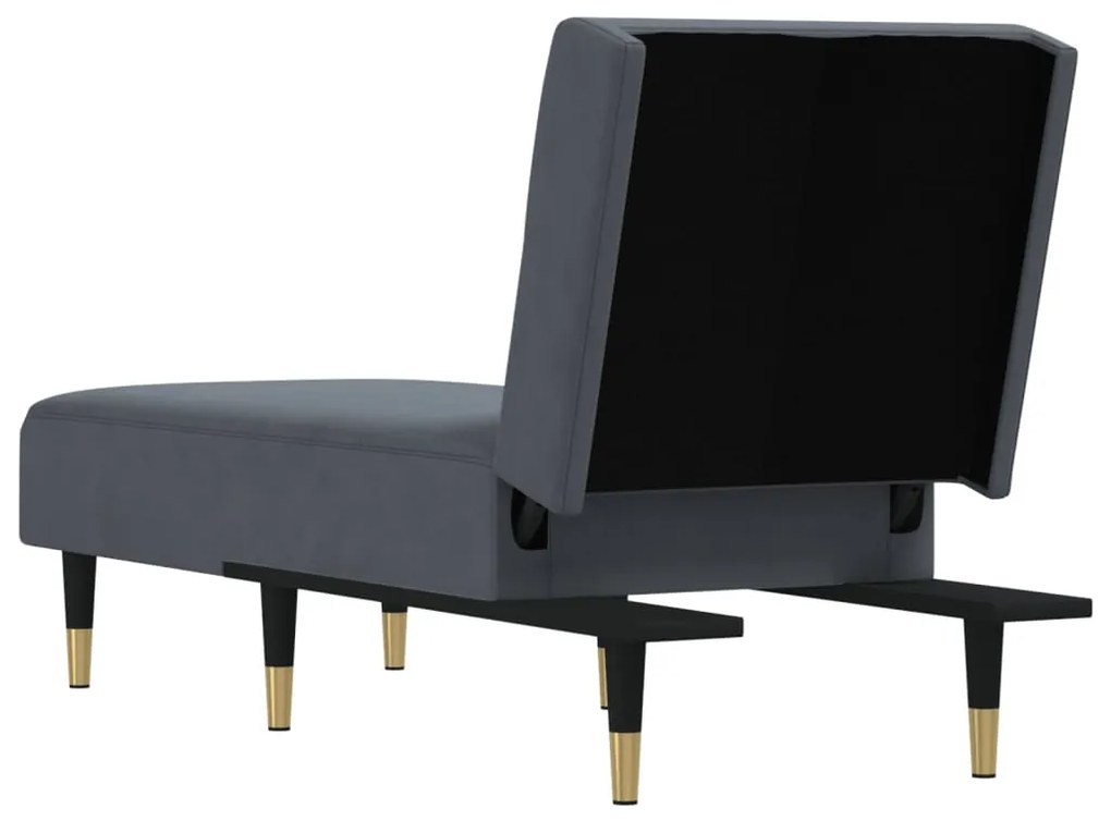 Chaise longue veludo cinzento-escuro