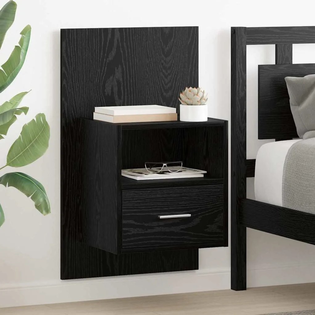 vidaXL Armário de cama 2 pcs Carvalho preto 48.5 x 32.5 x 80 cm
