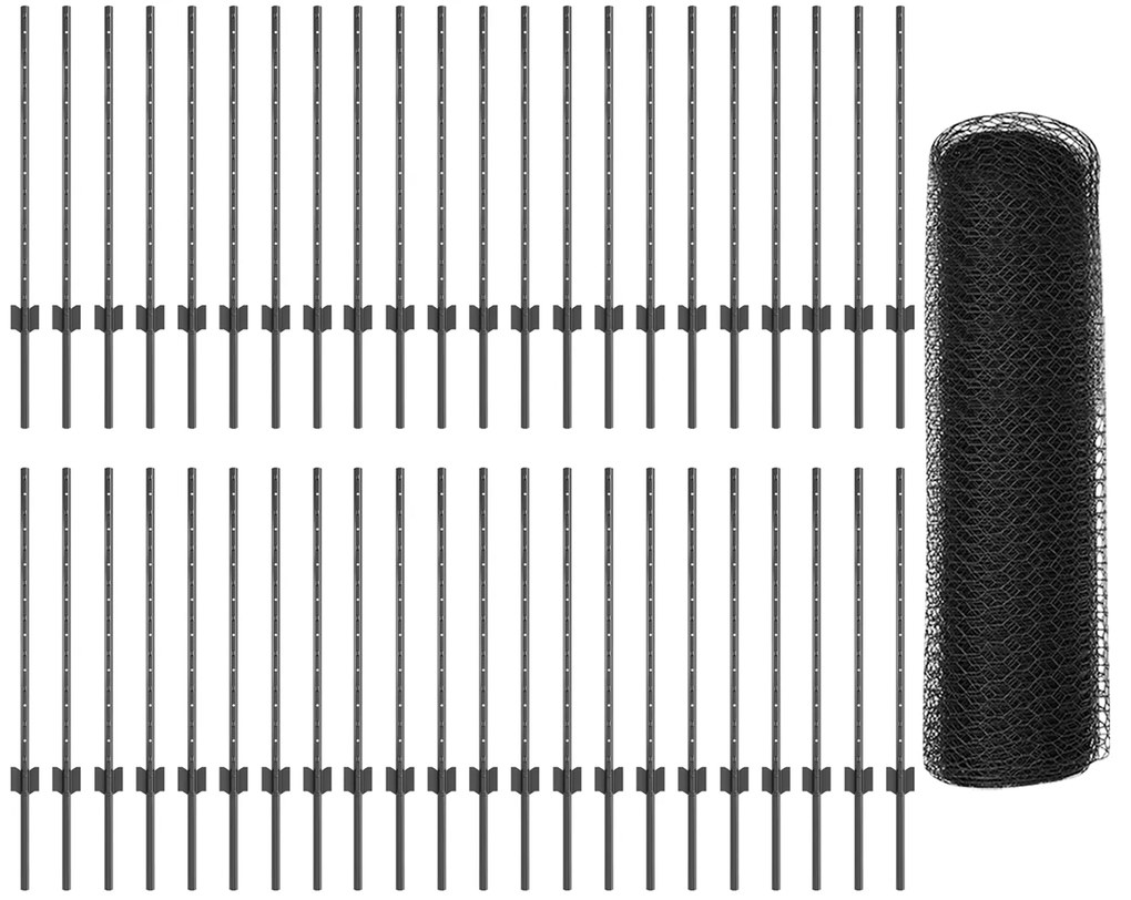 Postes de Cerca vidaXL 11 pcs U-Channel Cinza 80 cm Aço
