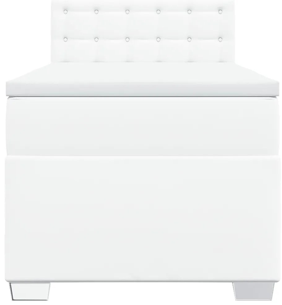Cama com molas/colchão 90x200 cm couro artificial branco