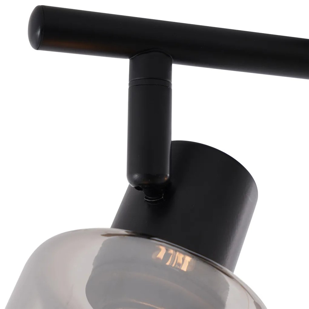 Candeeiro de Teto Moderno Preto com Vidro Fumê Redondo 2 Focos - Cilin