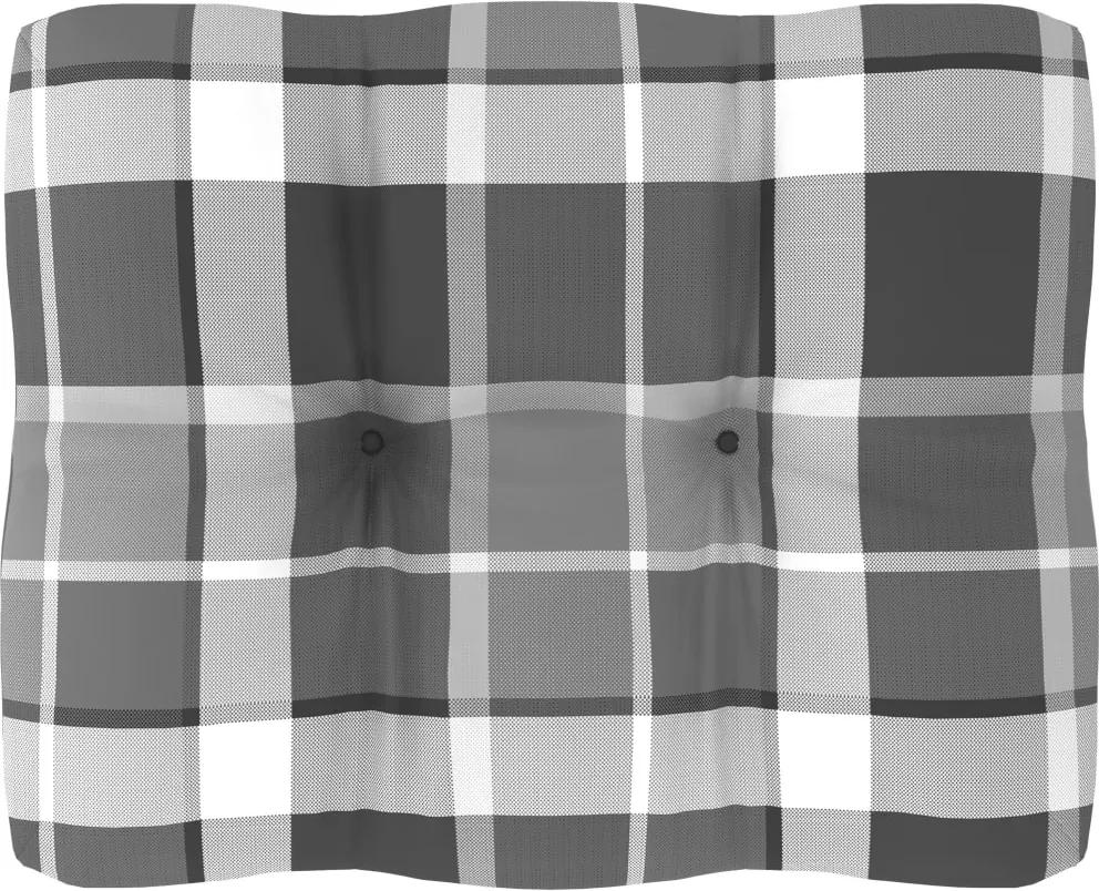 Almofadão p/ sofá de paletes 50x40x12 cm padrão xadrez cinzento
