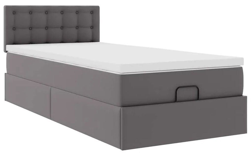 moldura de cama síriaXL otomana com colchão cinza 90x200cm couro falso