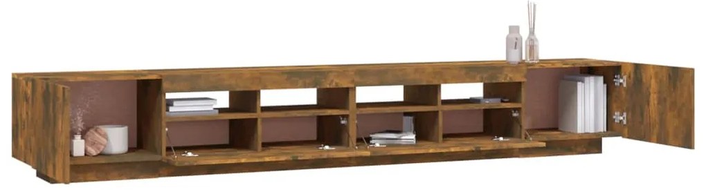 Conjunto móveis de TV 3pcs c/ LEDs madeira carvalho fumado