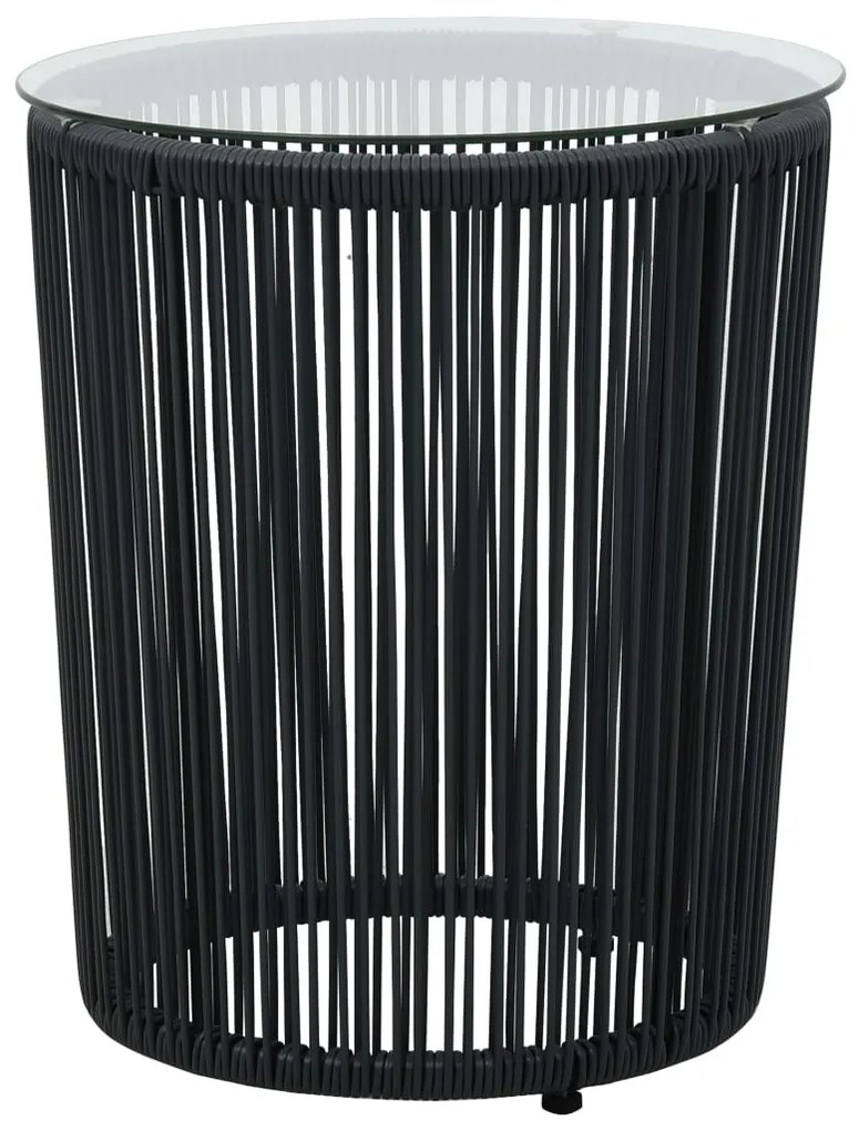 3 pcs conjunto bistrô com almofadões vime PE preto