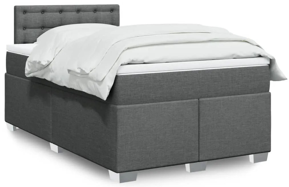 vidaXL Cama com molas/colchão 120x200 cm tecido cinzento-escuro