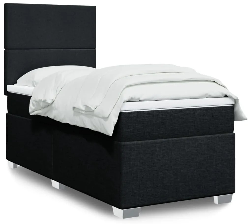Cama com molas/colchão 90x190 cm tecido preto