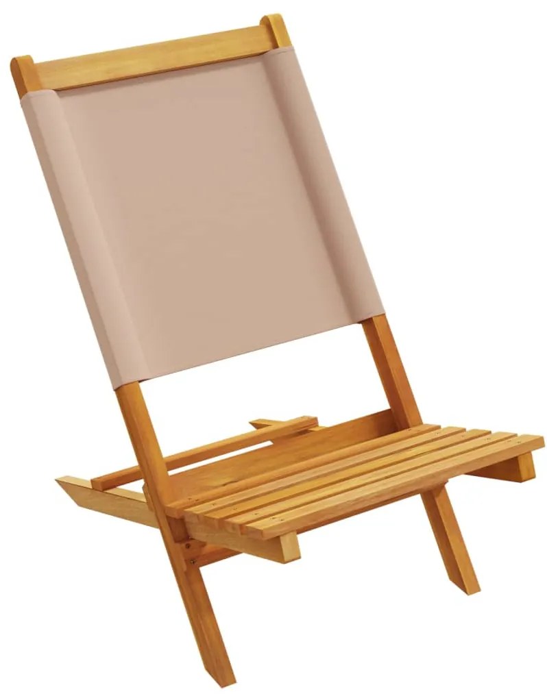 Cadeiras de jardim 2 pcs acácia maciça/tecido cinza-acastanhado
