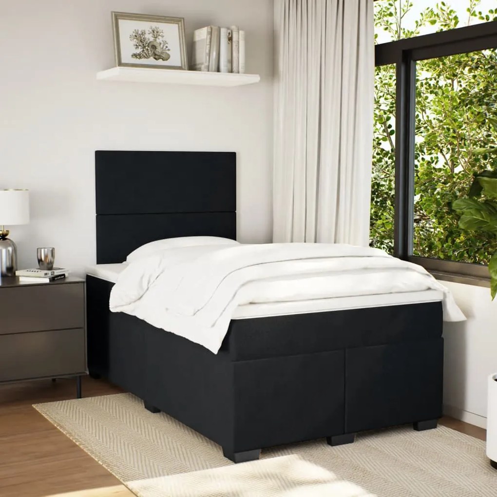 Cama boxspring com colchão 120x200 cm veludo preto