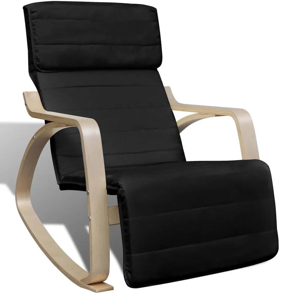 Cadeira de baloiço madeira curvada e tecido preto