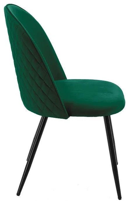 Conjunto 4 Cadeiras jantar MAGDA NEW, metal, tecido veludo verde