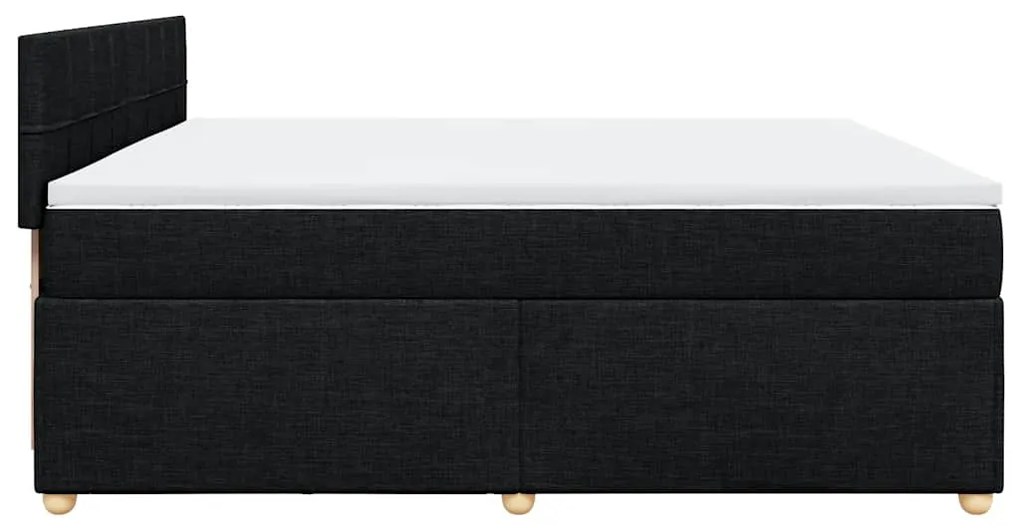 Cama com molas/colchão 200x200 cm tecido preto