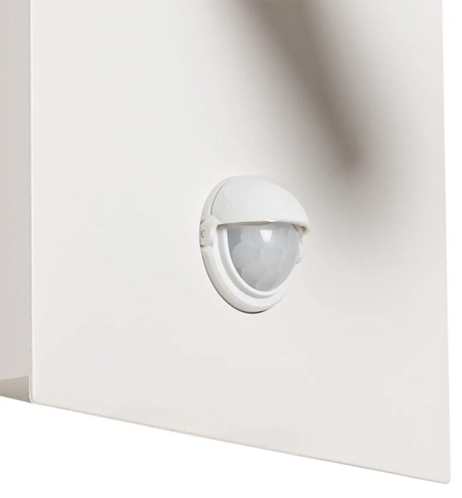 Candeeiro de parede exterior branco com sensor de movimento LED IP54 - Simon