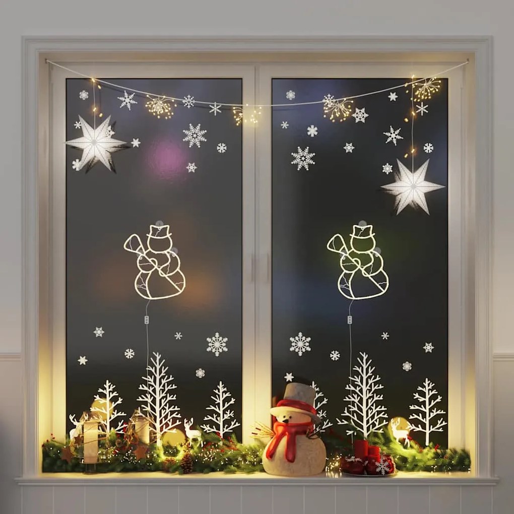 Luzes de Natal silhueta boneco neve 2 pcs 35 LEDs branco quente