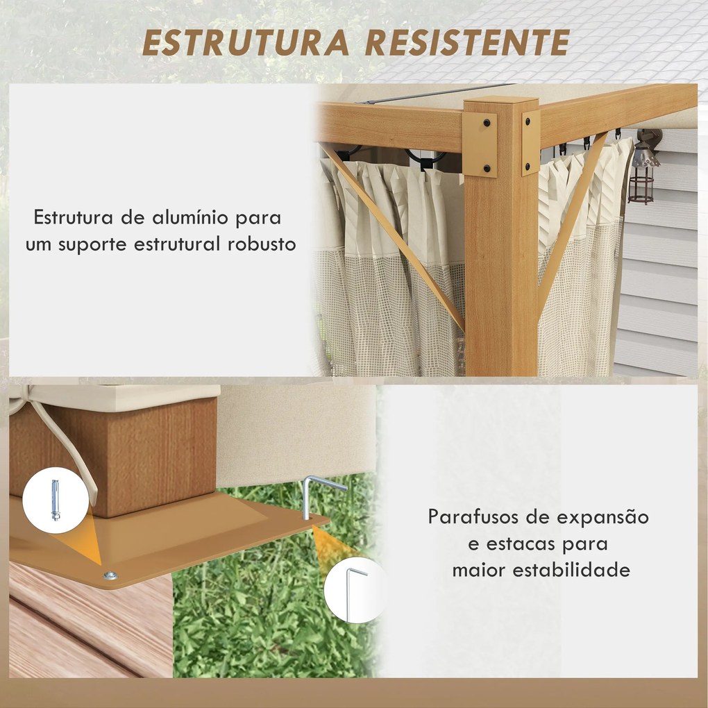 Pérgola de Jardim 4x3 m Pérgola para Exterior com Teto Retrátil Mosqui