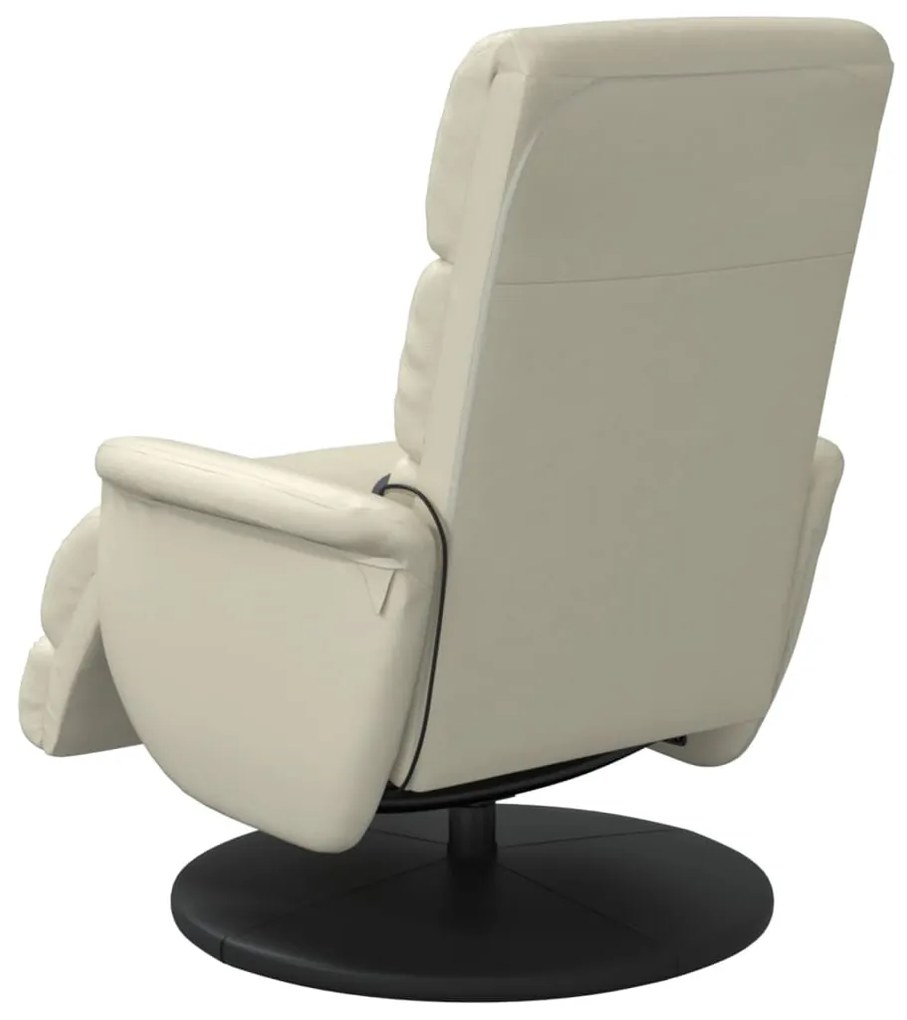 Cadeira massagens reclinável c/apoio pés couro artificial creme
