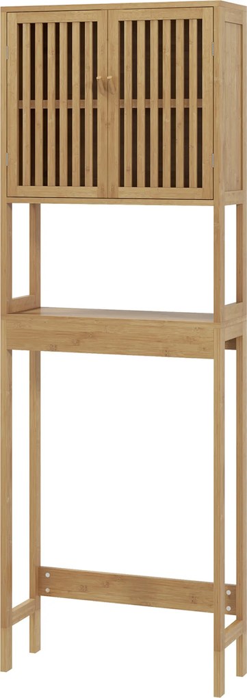 Móvel sobre a Sanita, 60 x 21,5 x 172 cm, Armário com 2 Portas, Bambu Natural