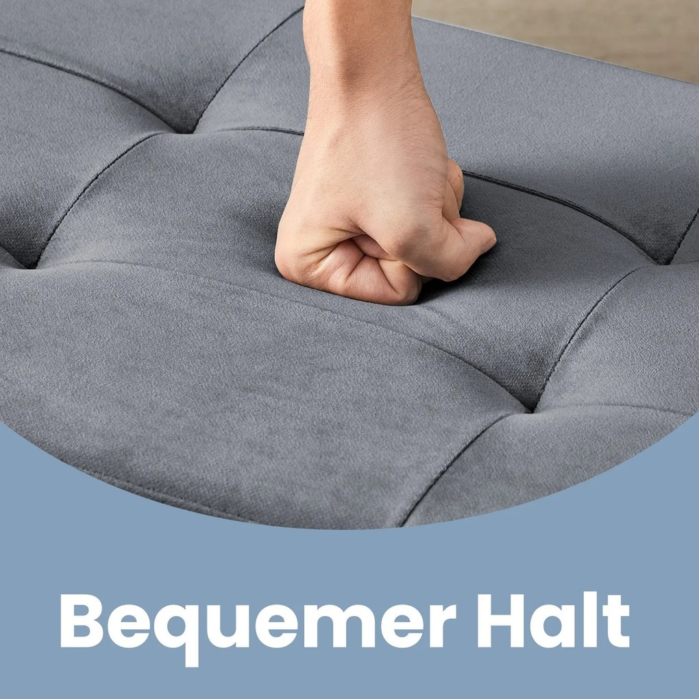 Banco com espaço de arrumação em veludo 38 x 38 x 38 cm cinzento ardósia