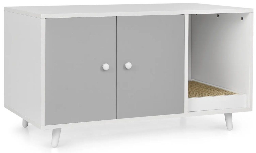 Caixa de areia para gatos com divisória para gatos grandes e gatinhos, branca