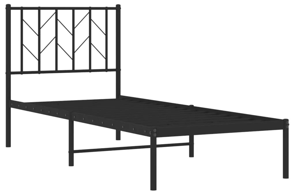 Estrutura de cama metal s/ colchão c/ cabeceira 75x190 cm preto