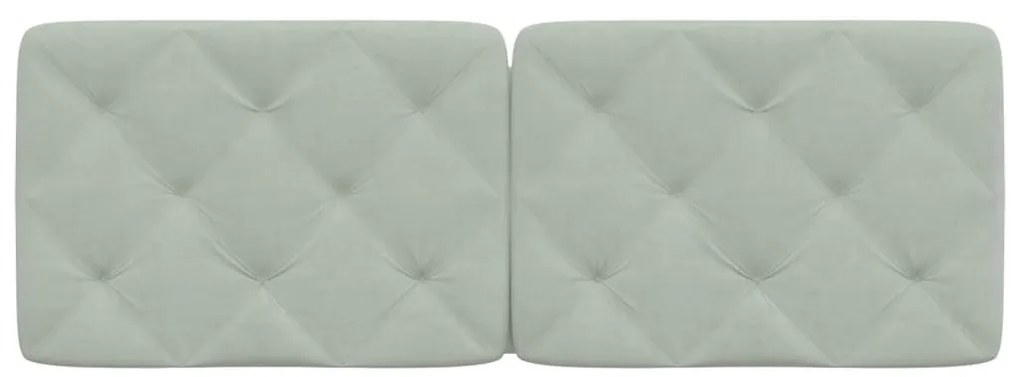 Almofadão de cabeceira 120 cm veludo cinzento-claro