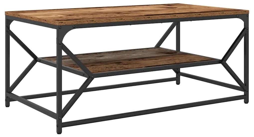 Mesa de Centro vidaXL com Prateleira em Madeira Antiga 90x50x40 cm em