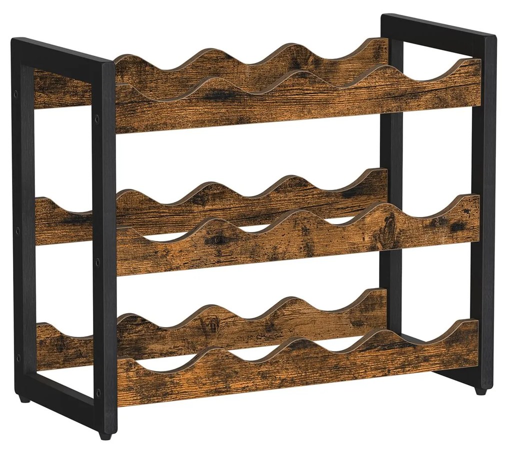Garrafeira para 12 garrafas 20,3 x 44,8 x 38 cm Castanho Vintage-preto