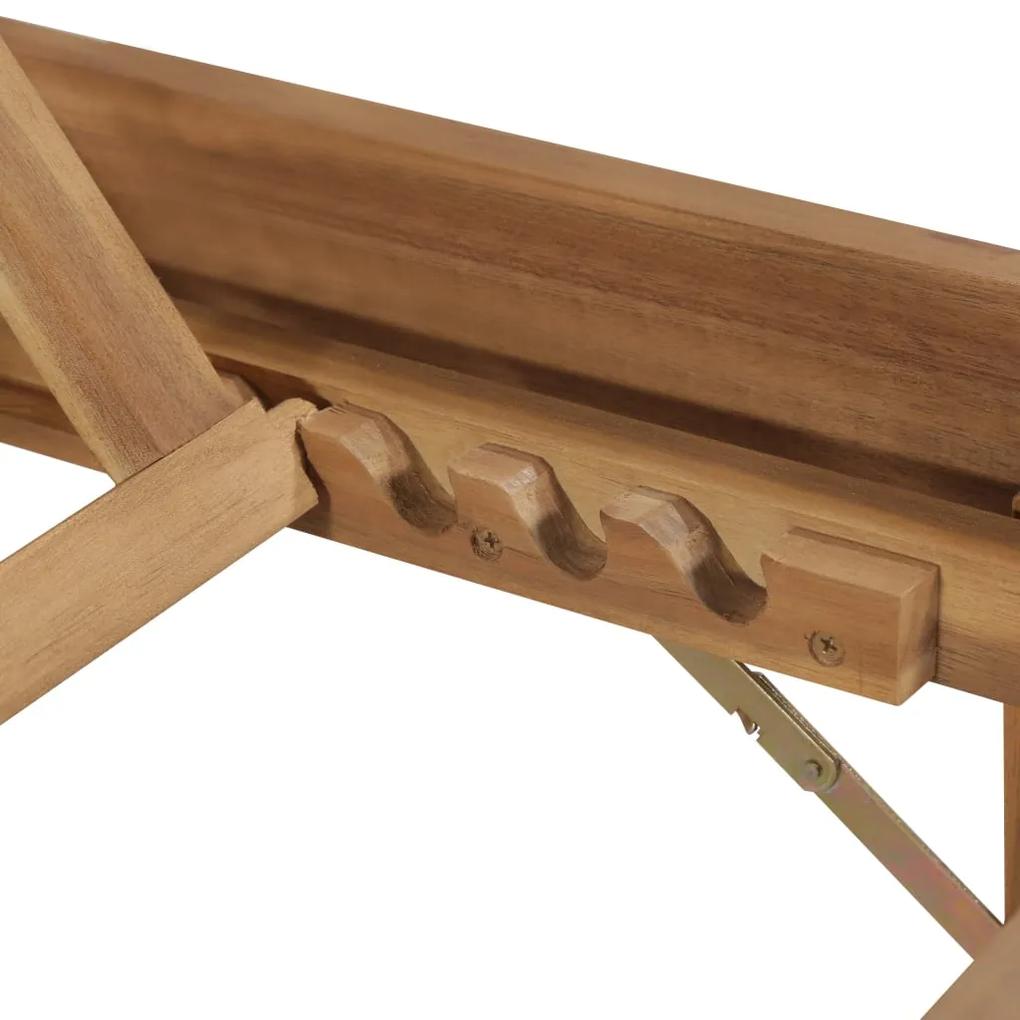 Espreguiçadeira dobrável com almofadão madeira acácia maciça