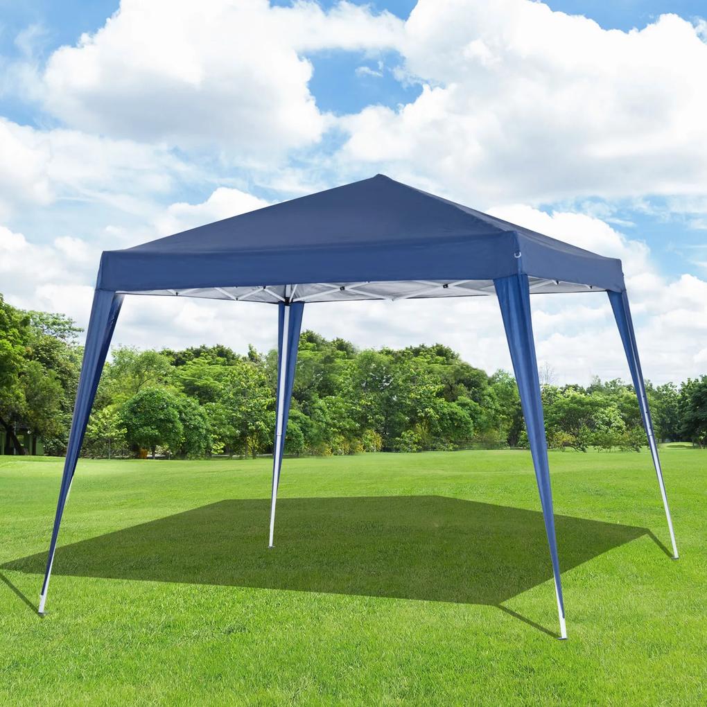 Outsunny Tenda dobrável 3x3m Gazebo de jardim Pop Up Desenho de aço e capa de tecido Oxford azul