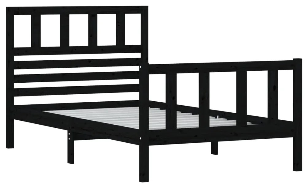 Estrutura de cama solteiro 90x190 cm madeira maciça preto