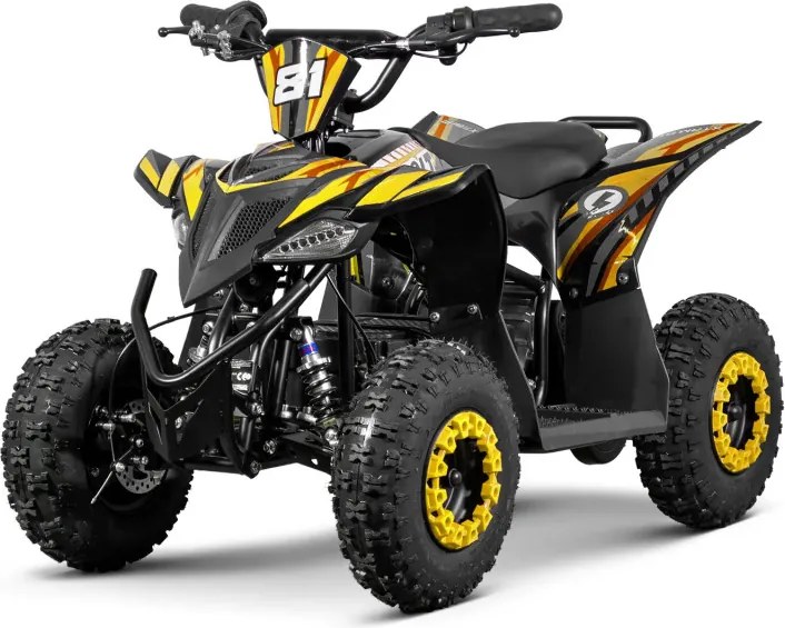 Mini moto 4 elétrica infantil - VOLT 1000 W 36 V, com 3 velocidades reguláveis, c/ marcha atrás Amarela