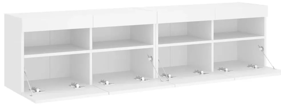 Móveis de parede p/ TV com luzes LED 2 pcs 80x30x40 cm branco