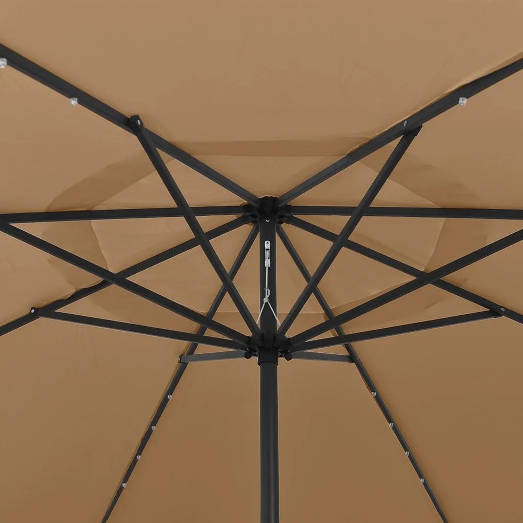 Guarda-sol de jardim com luzes LED 400 cm cinza-acastanhado