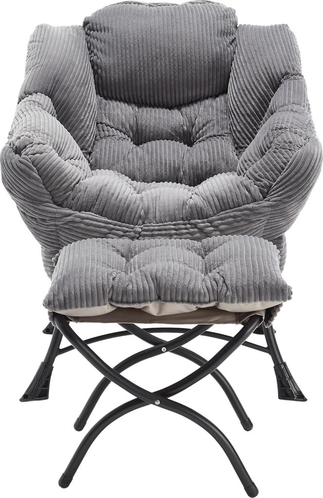 Poltrona lounge com pufe, apoios de braços e bolso lateral, revestimento em flanela, 69,9x64,0x95,0 cm, Cinzento| AOSOM Portugal