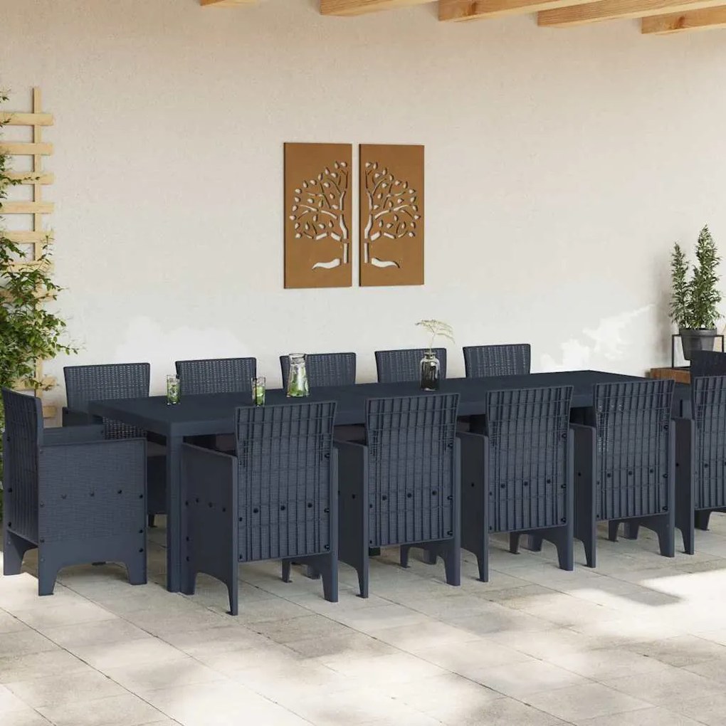 Conjunto de Jantar para Jardim com Almofadas 13 pcs Antracite