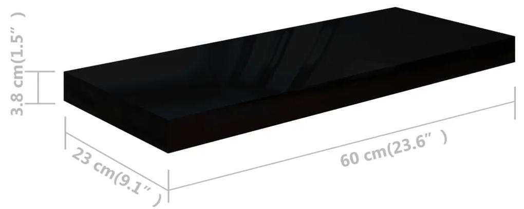Prateleira de parede suspensa 60x23,5x3,8 cm MDF preto