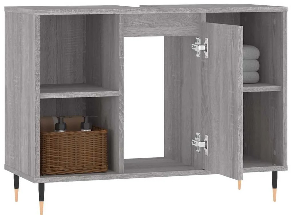 Armário de casa de banho 80x33x60 cm deriv.madeira cinza sonoma