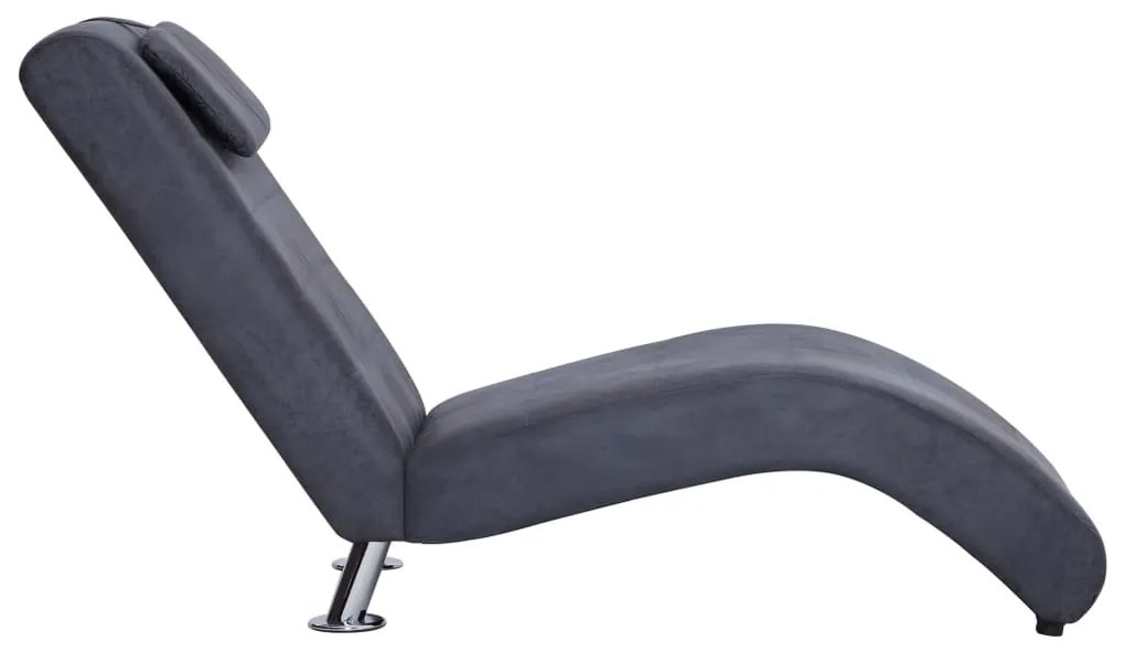 Chaise longue com almofada camurça artificial cinzento