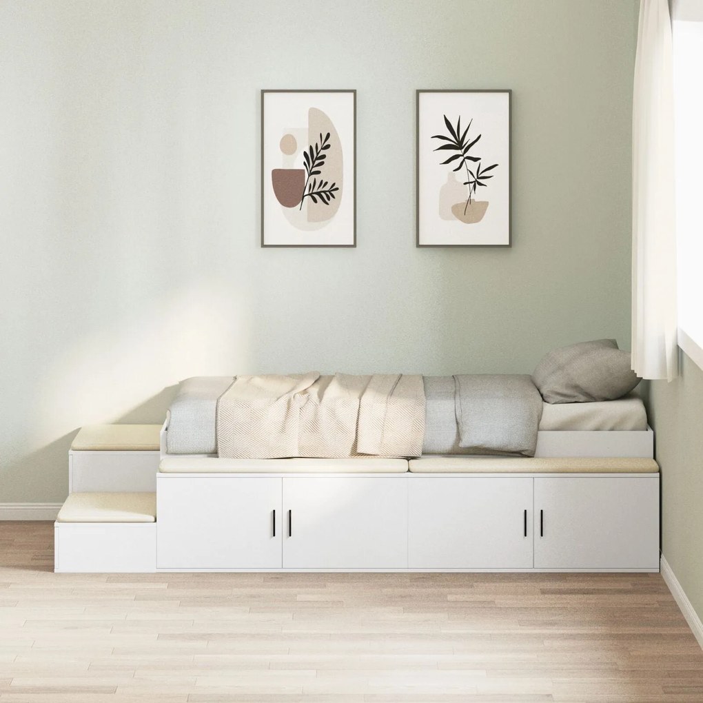 Estrutura de Cama Armazenadora Branca 80x200 cm