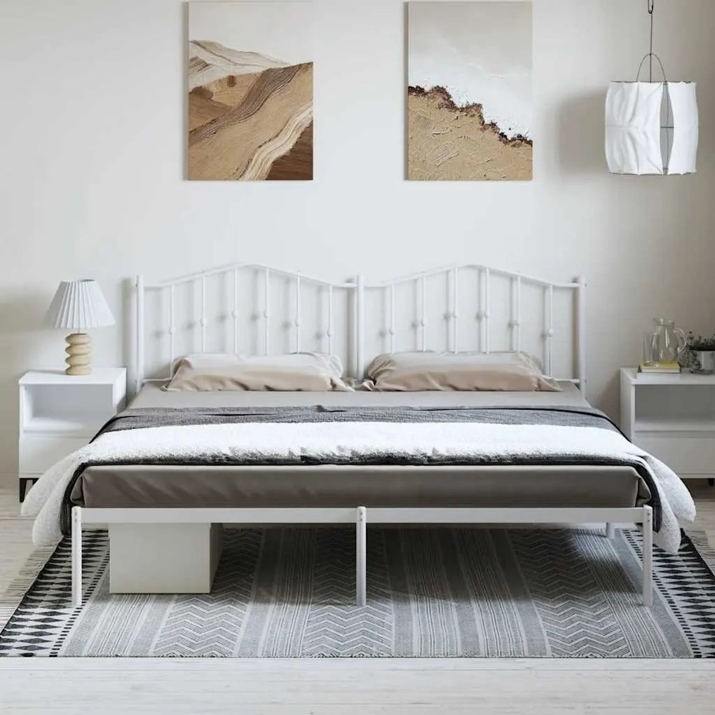 Estrutura de cama com cabeceira 193x203 cm metal branco