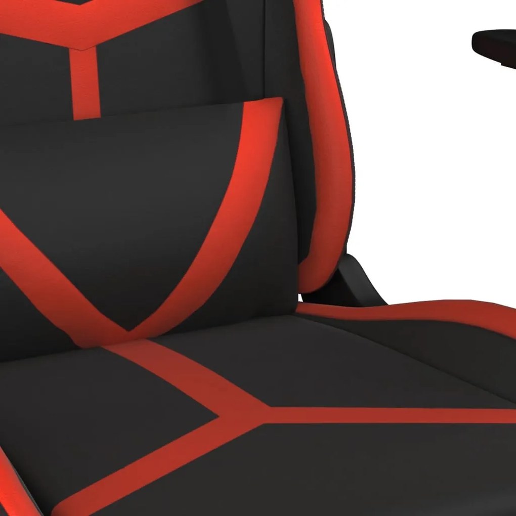 Cadeira gaming massagens couro artificial preto e vermelho