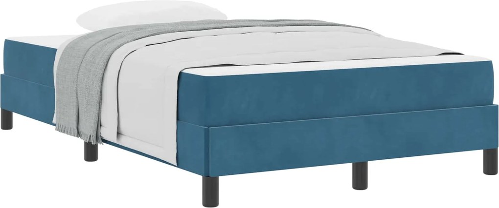 vidaXL Cama Box com colchão Azul Escuro 120 x 210 cm tecido